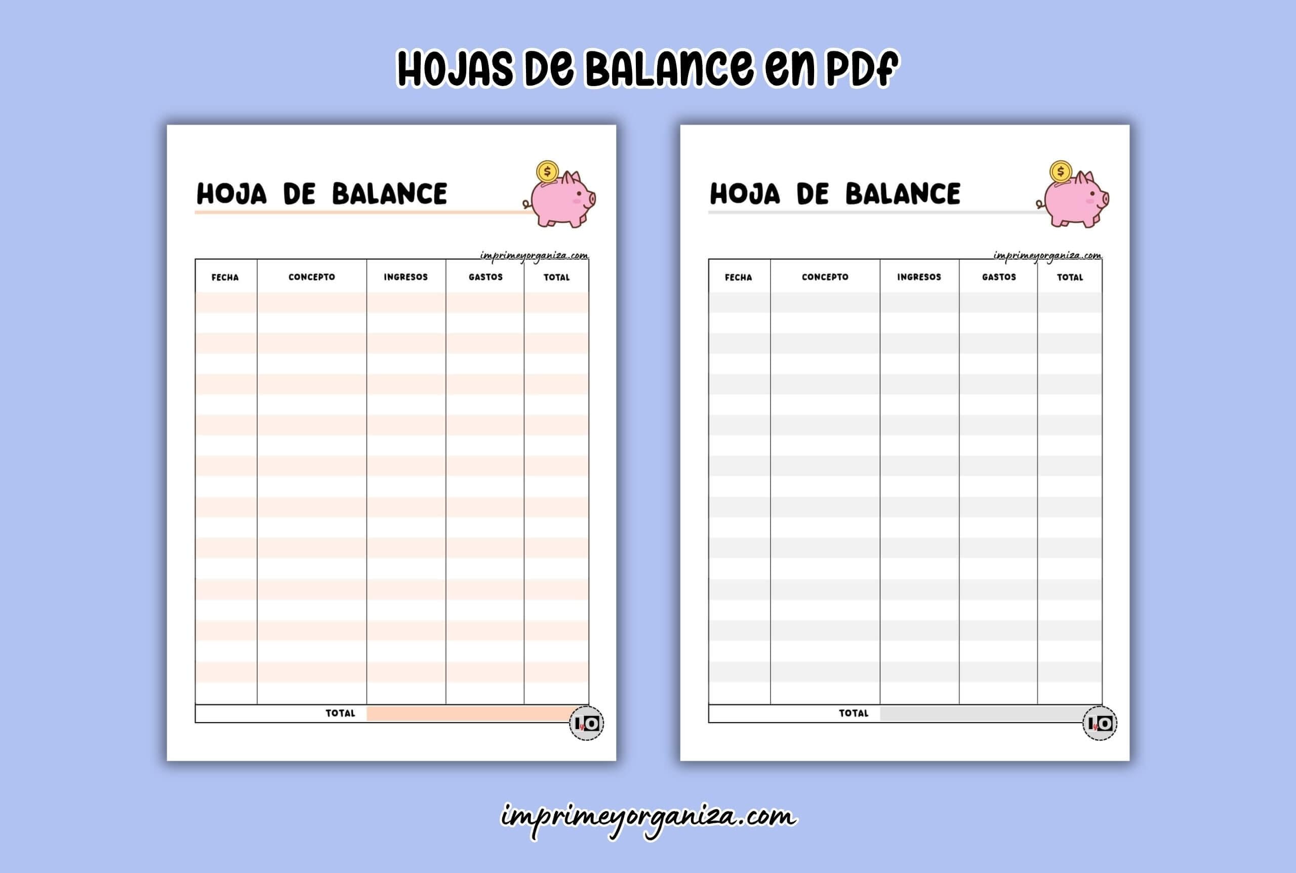 hojas de balance de colores para imprimir en PDF gratis