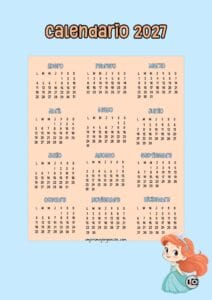Calendario anual 2027 Ariel