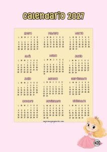 Calendario anual 2027 Aurora