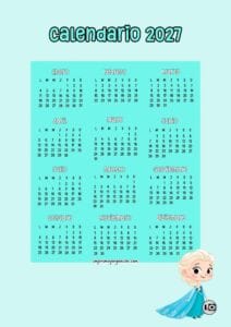 Calendario anual 2027 Elsa