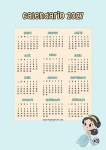Calendario anual 2027 Jasmine