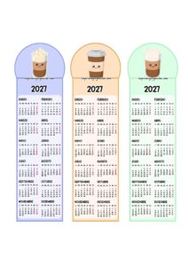 Calendarios Marcapáginas 2027 Cafés Kawaii