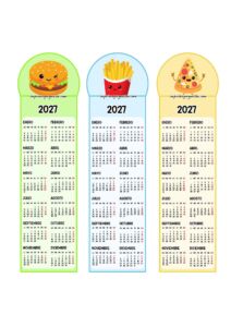 Calendarios Marcapáginas 2027 Comida Kawaii