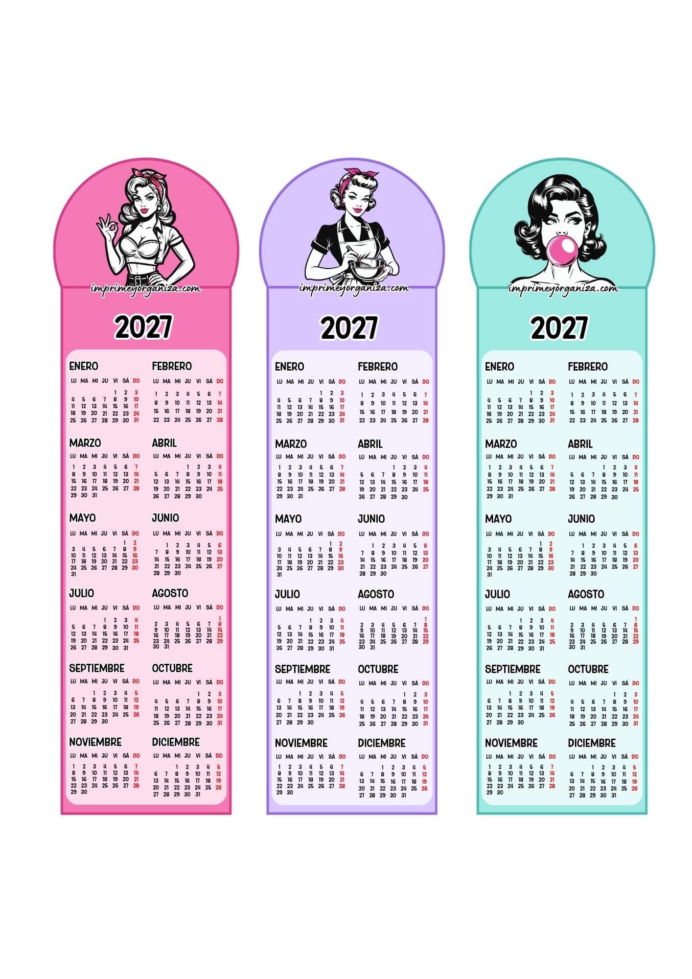 Calendarios Marcapáginas 2027 chicas pin up