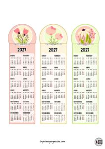 Calendarios Marcapáginas 2027 florecillas pastel