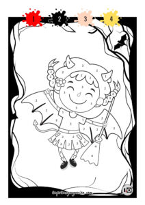 Colorear por número niña Halloween