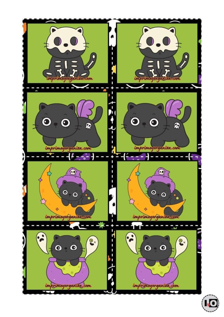 Juego de Memoria Gatos Halloween