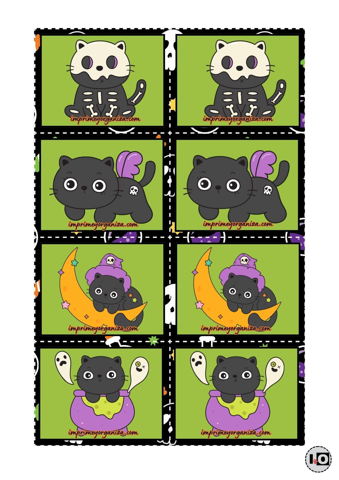 Juego de Memoria Gatos Halloween