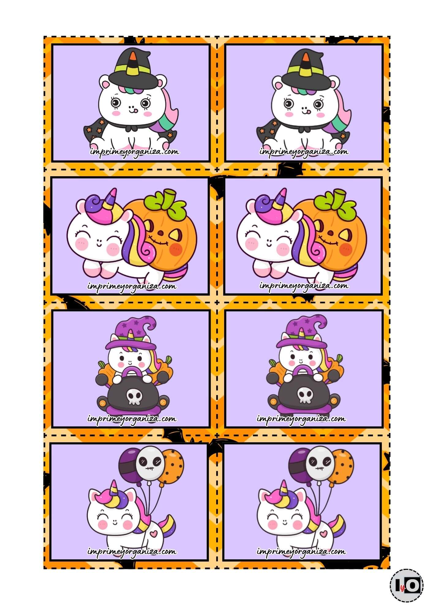 Juego de Memoria Unicornios Halloween