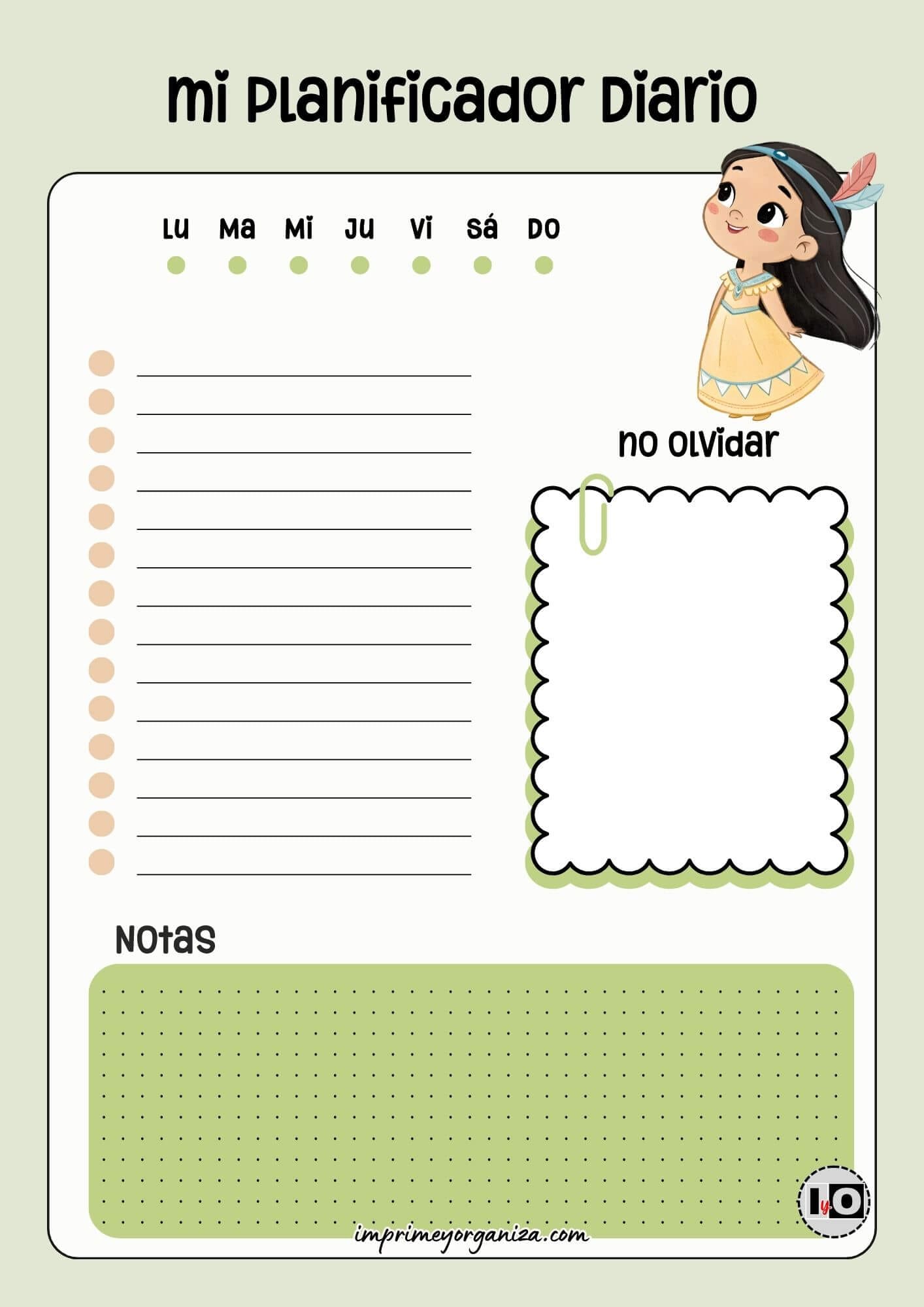 Planificador Diario Pocahontas