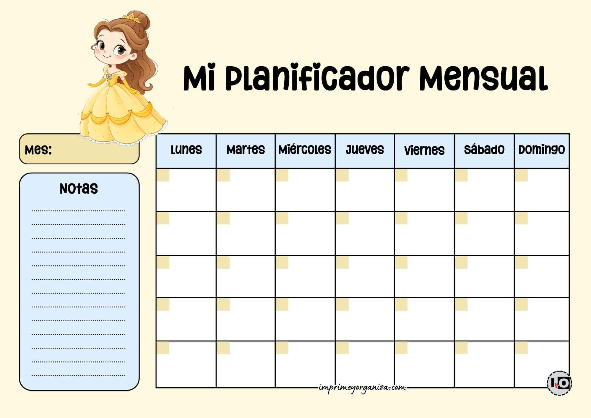 Planificador Mensual Bella