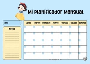 Planificador Mensual Blancanieves