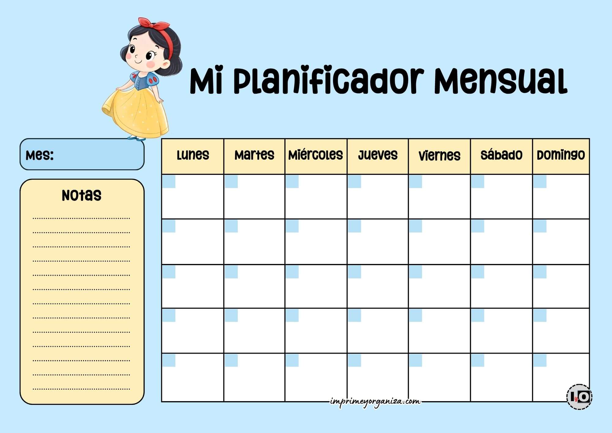 Planificador Mensual Blancanieves