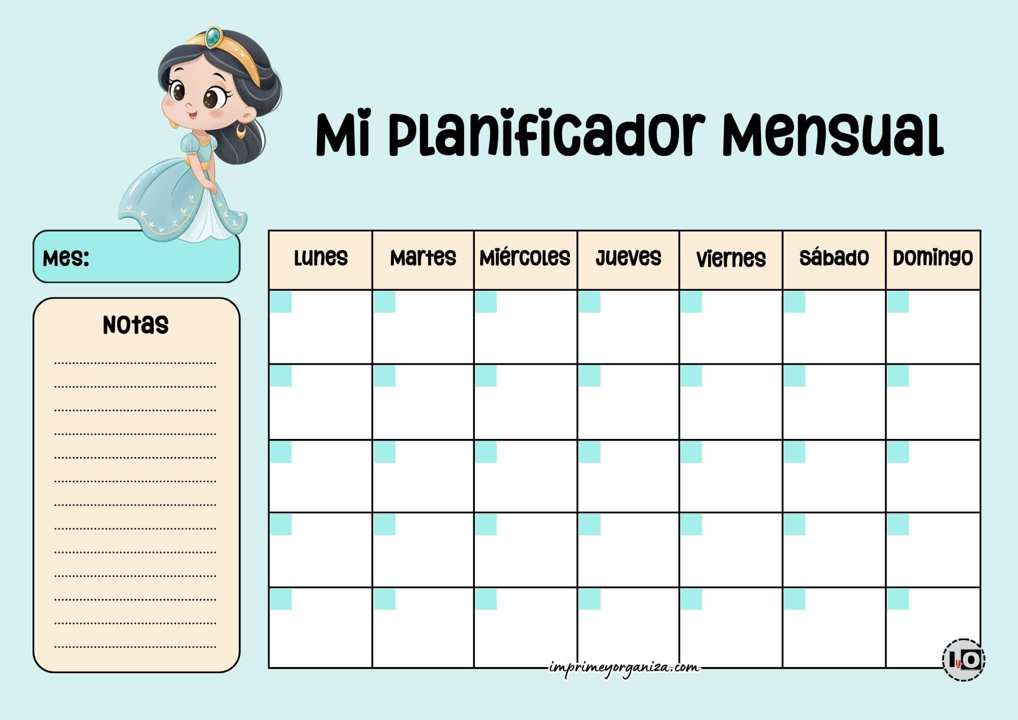 Planificador Mensual Jasmine