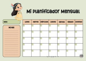 Planificador Mensual Pocahontas