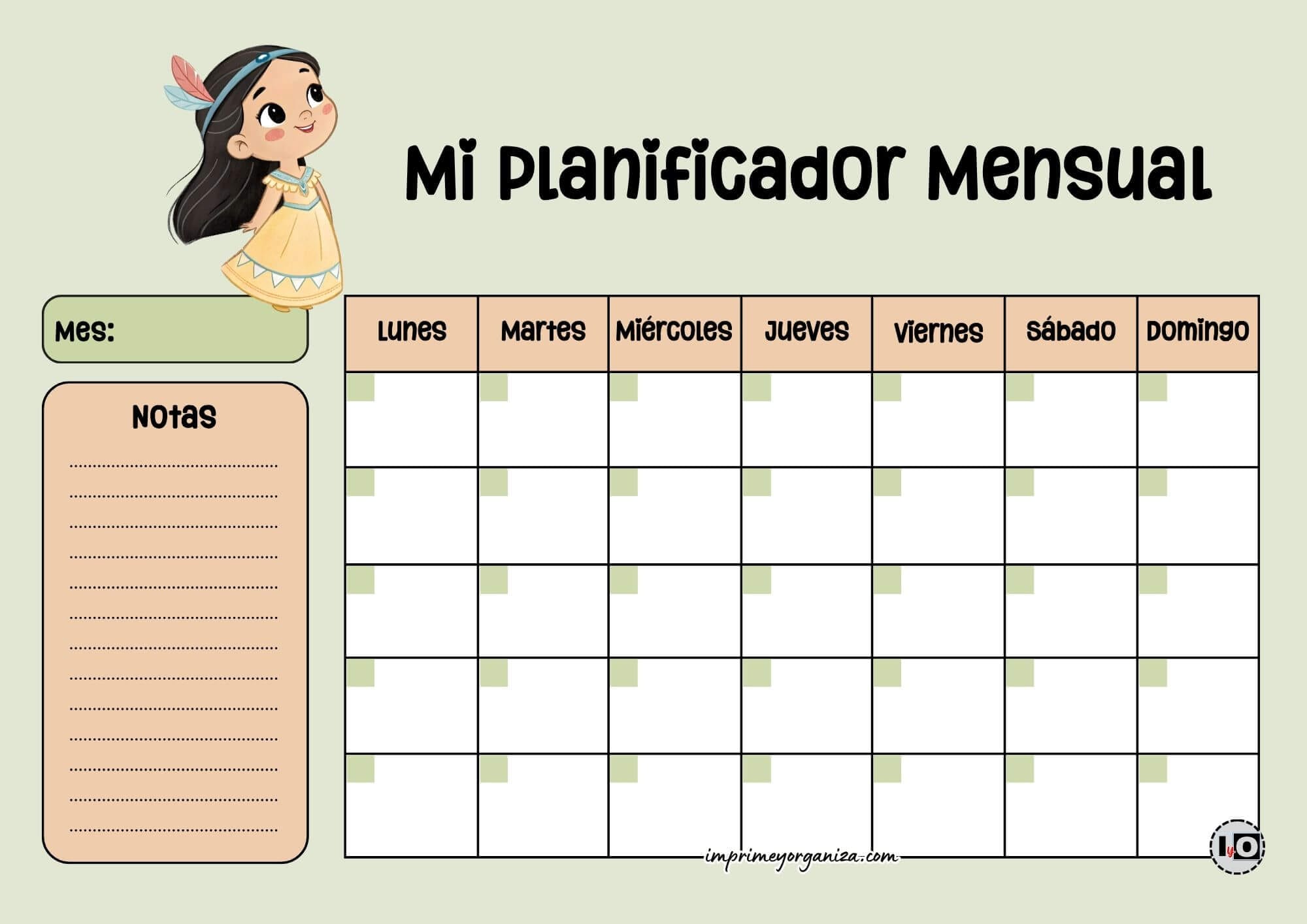 Planificador Mensual Pocahontas