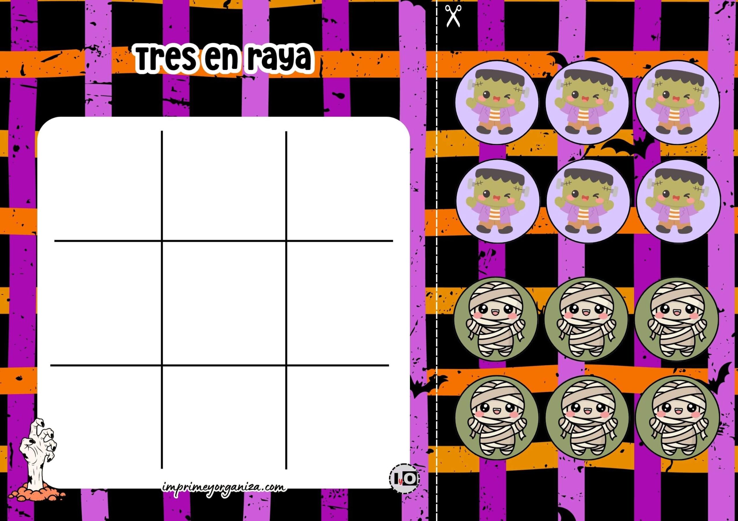 Tres en Raya Halloween Monstruos Cute