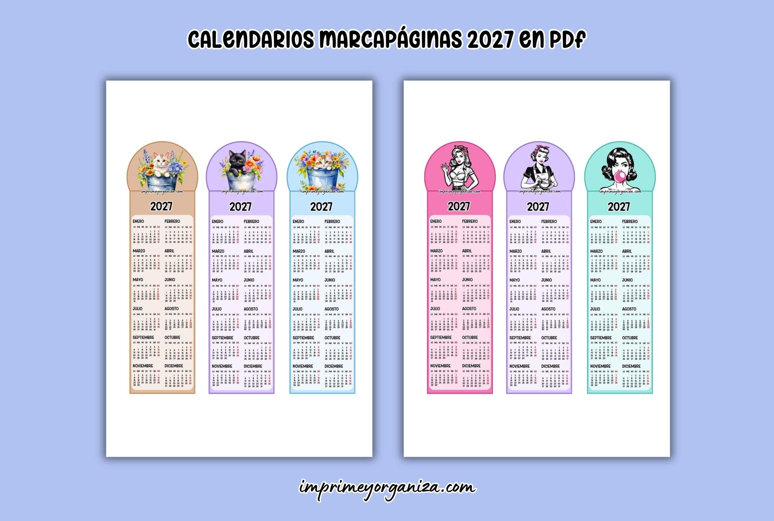 calendarios anuales formato marcapáginas 2027