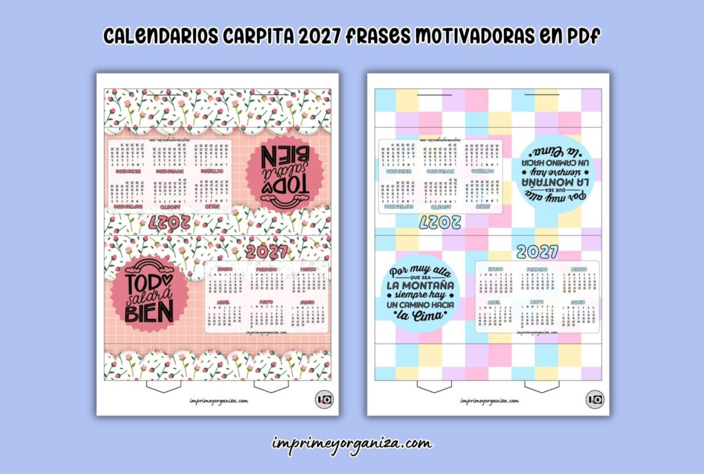 calendarios tipo carpita frases 2027 para imprimir en PDF gratis