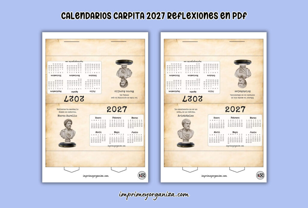 calendarios tipo carpita reflexiones 2027 para imprimir en PDF gratis
