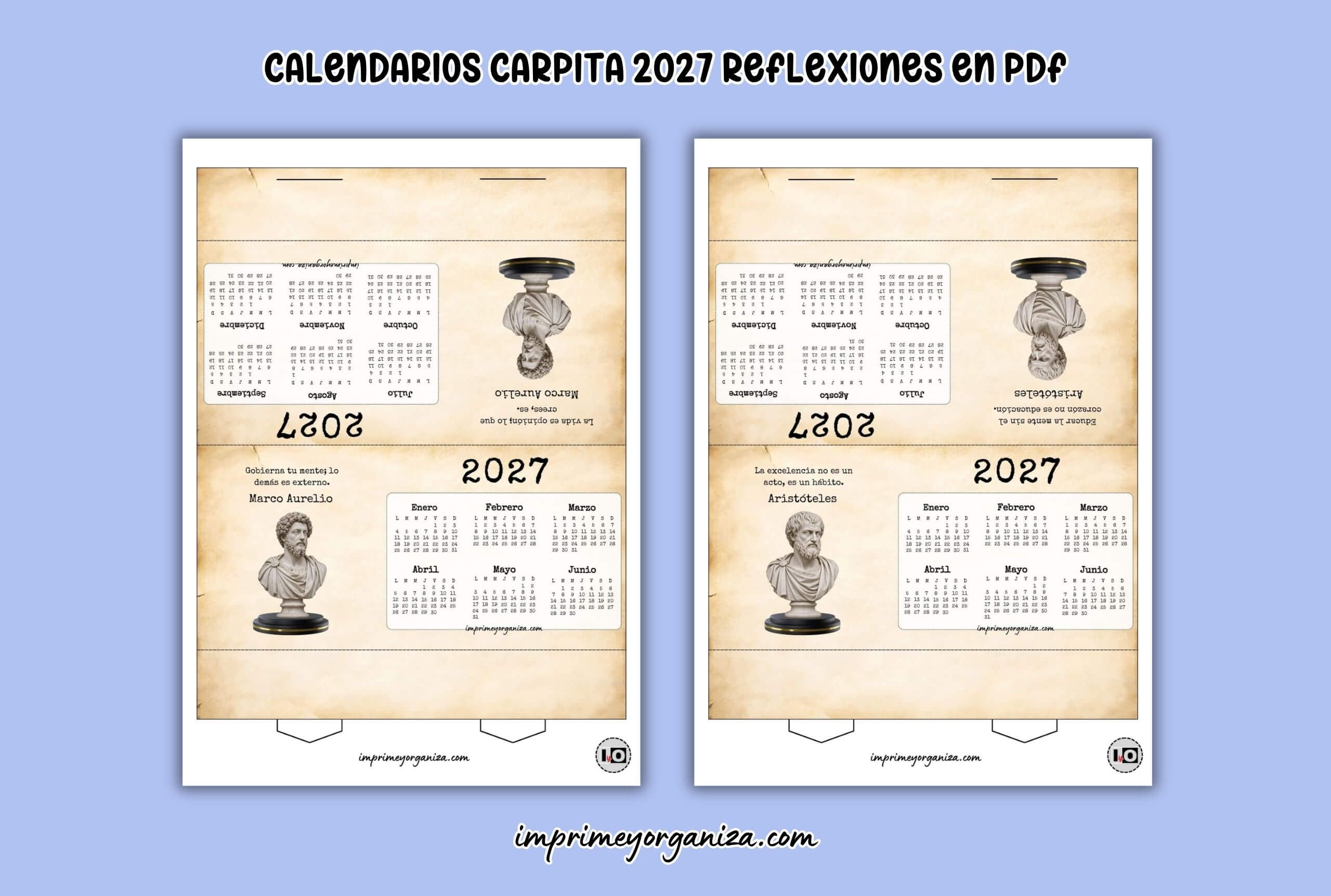 calendarios tipo carpita reflexiones 2027 para imprimir en PDF gratis