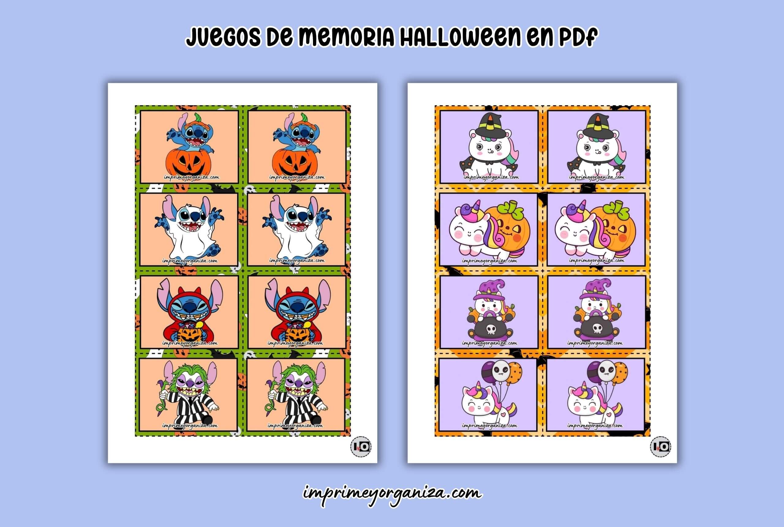 juegos de memoria de halloween para imprimir en PDF gratis